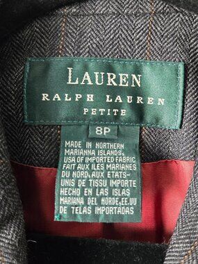 RARE Vintage Lauren Ralph Lauren Tailored Herringbone Skirt Suit Size 8 Petite